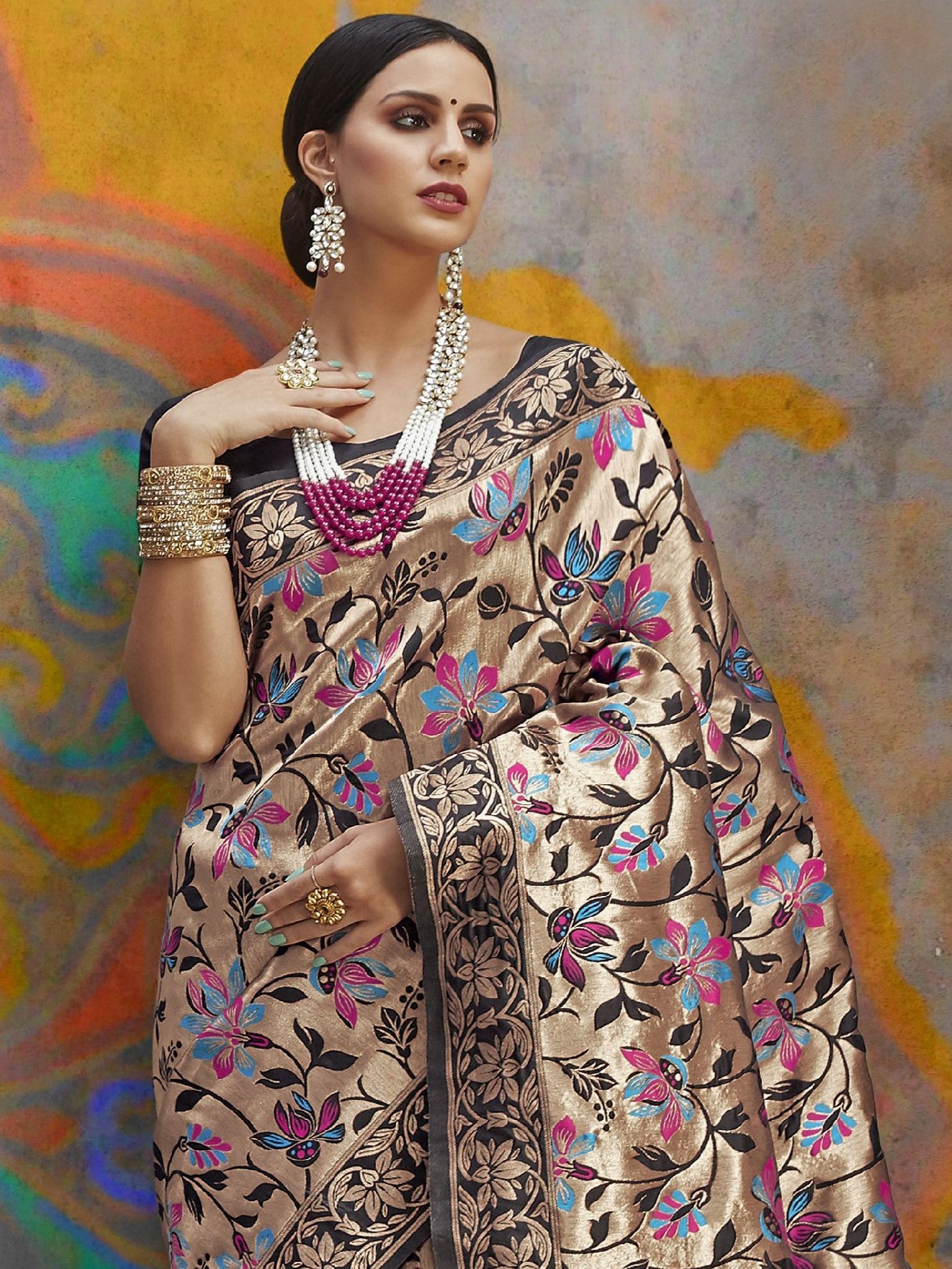 Golden Black Paithani Saree