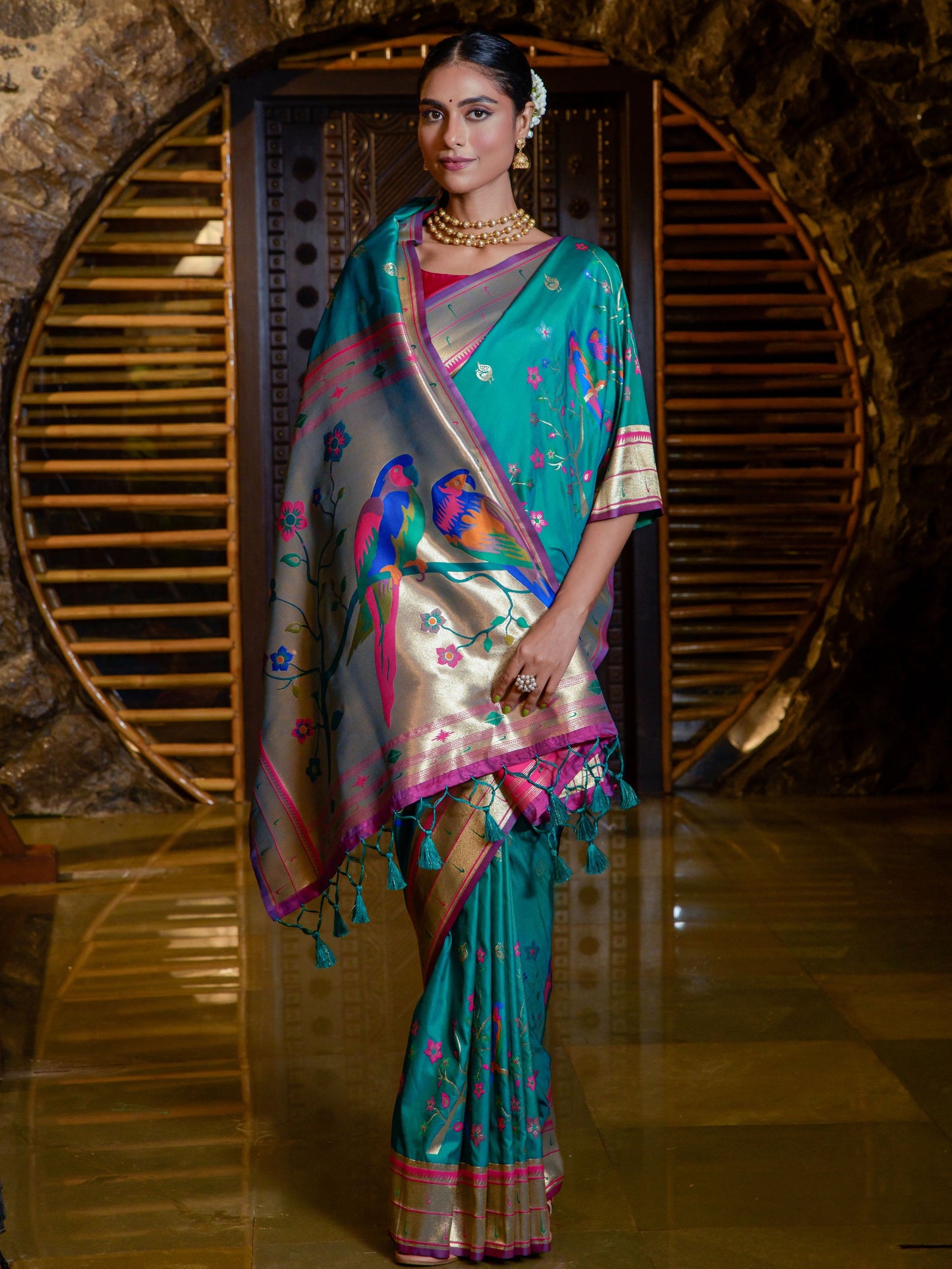 Cerulean Blue Woven Paithani Saree