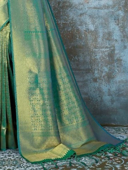 Olive Green Kanjivaram Saree