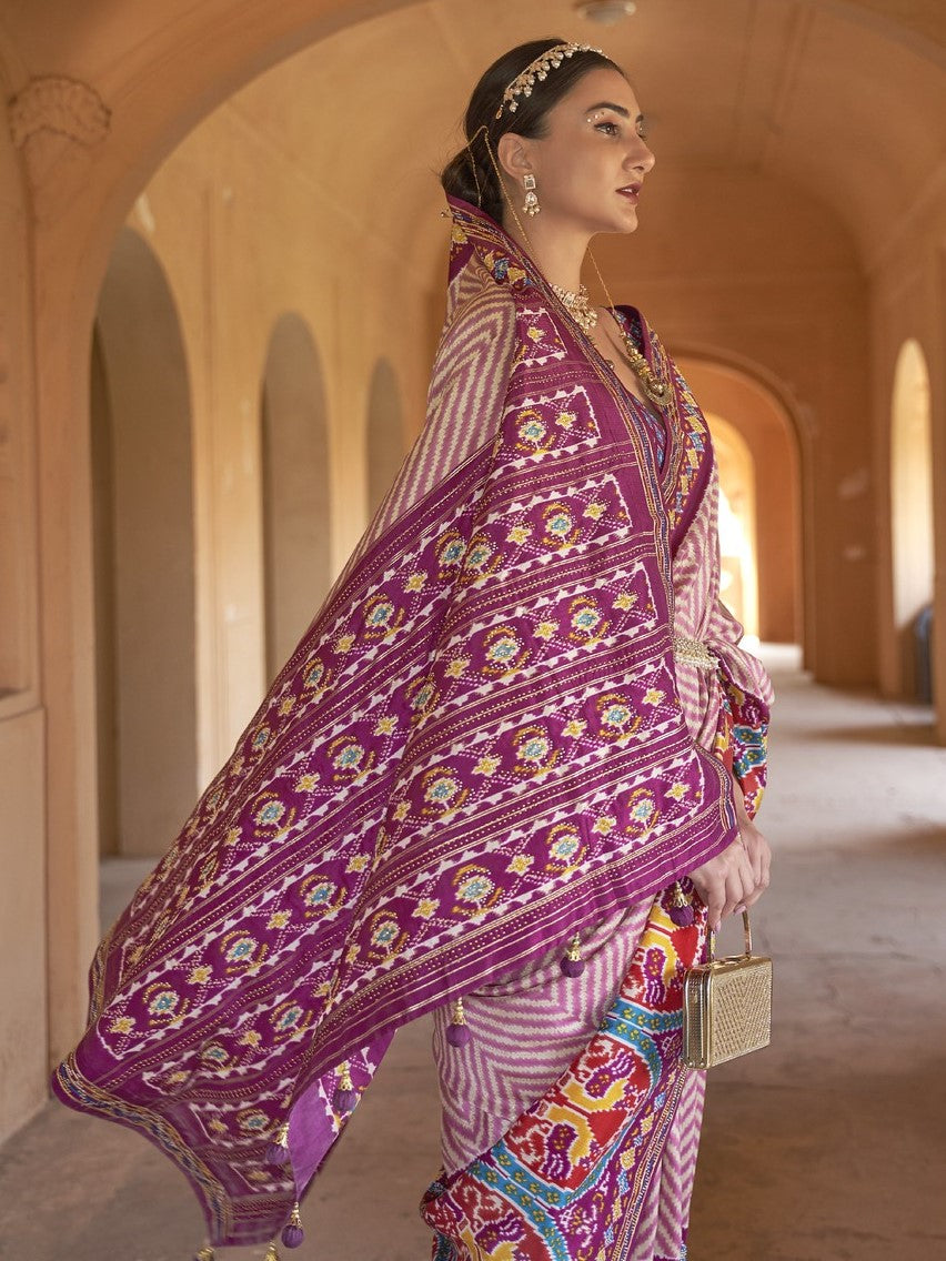 Mulberry Magenta Patola Saree