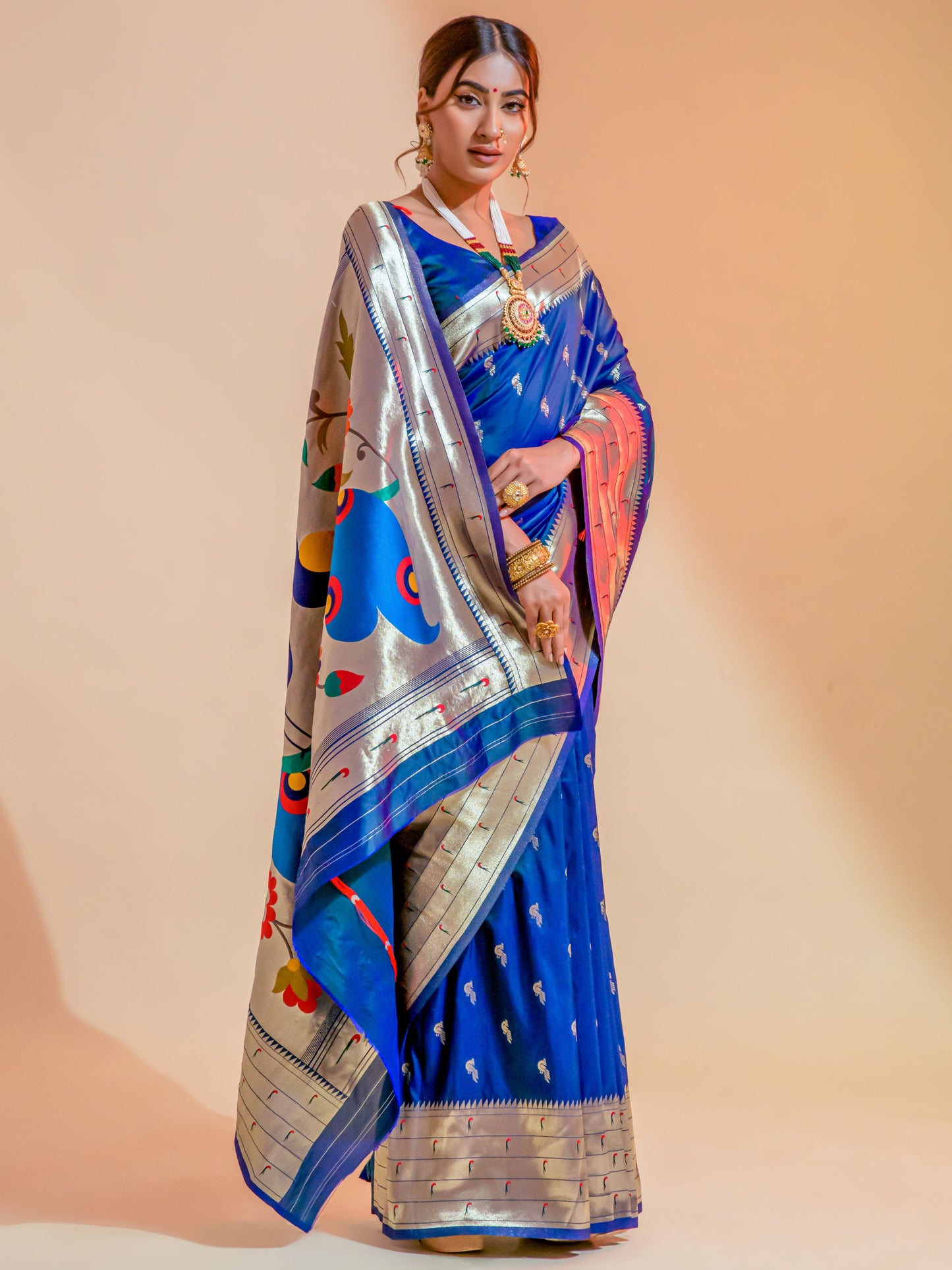 Cobalt Blue Paithani Saree