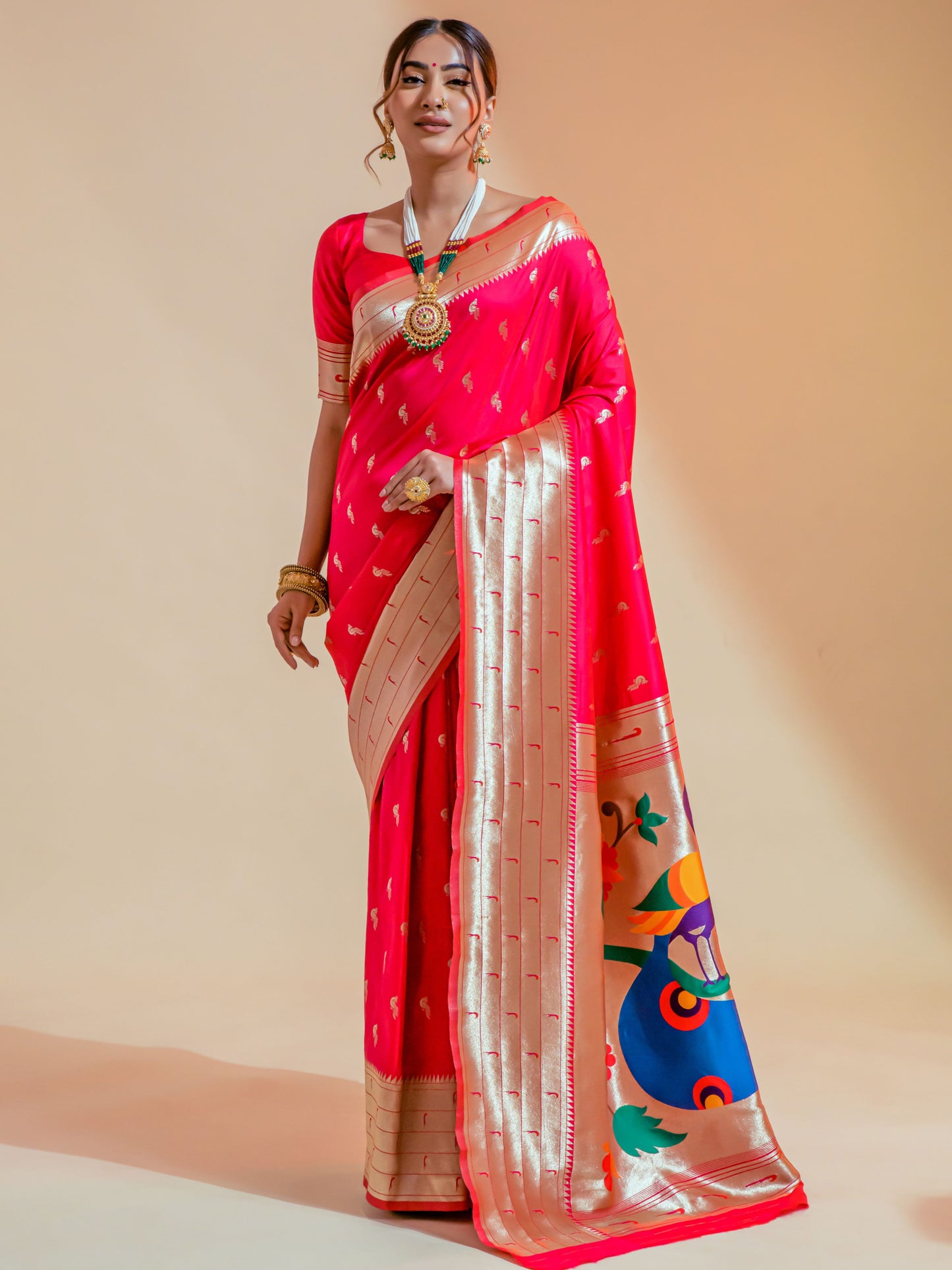 Hot Pink Paithani Saree