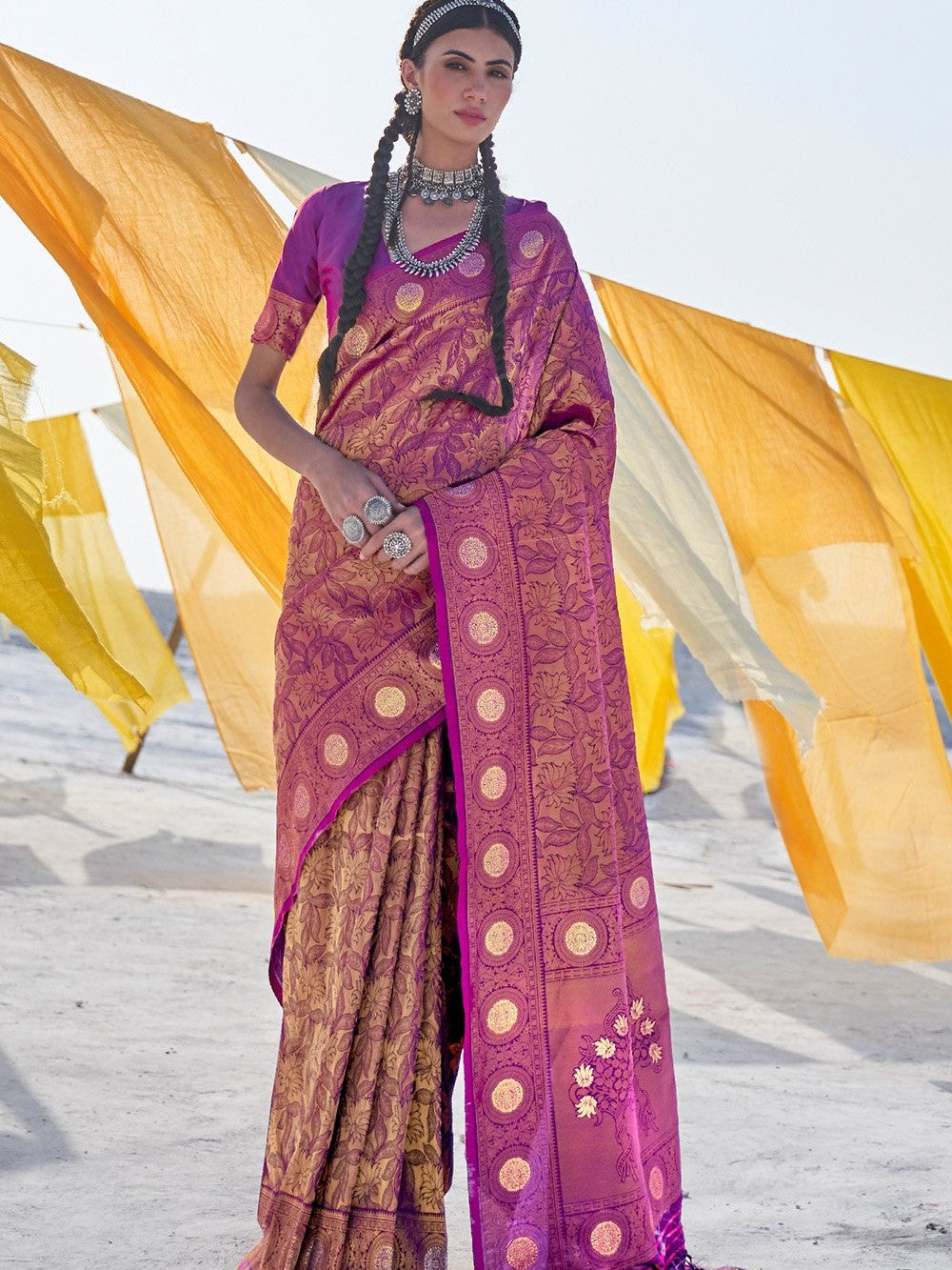Plum Magenta Kanjivaram Saree