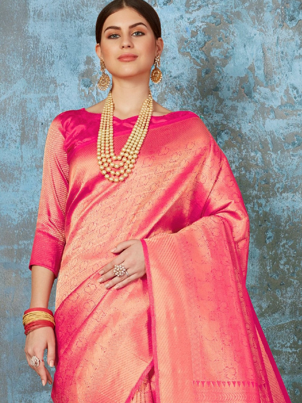 French Pink Kanjivaram Saree