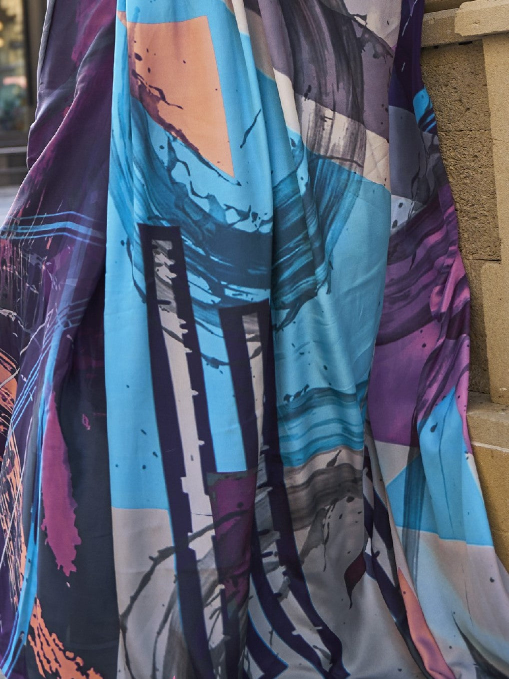 Multicolor Digital Print Crepe Saree