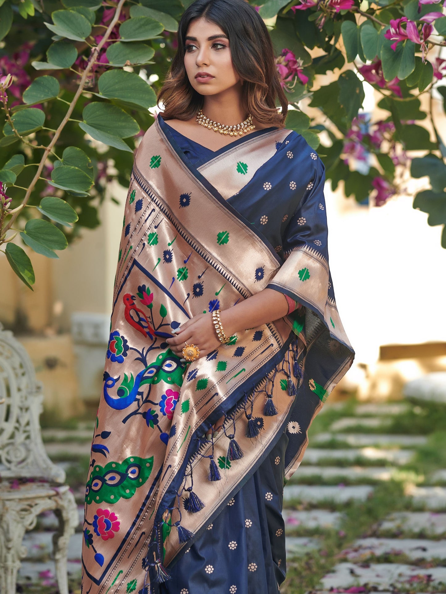 Cobalt Blue Paithani Saree