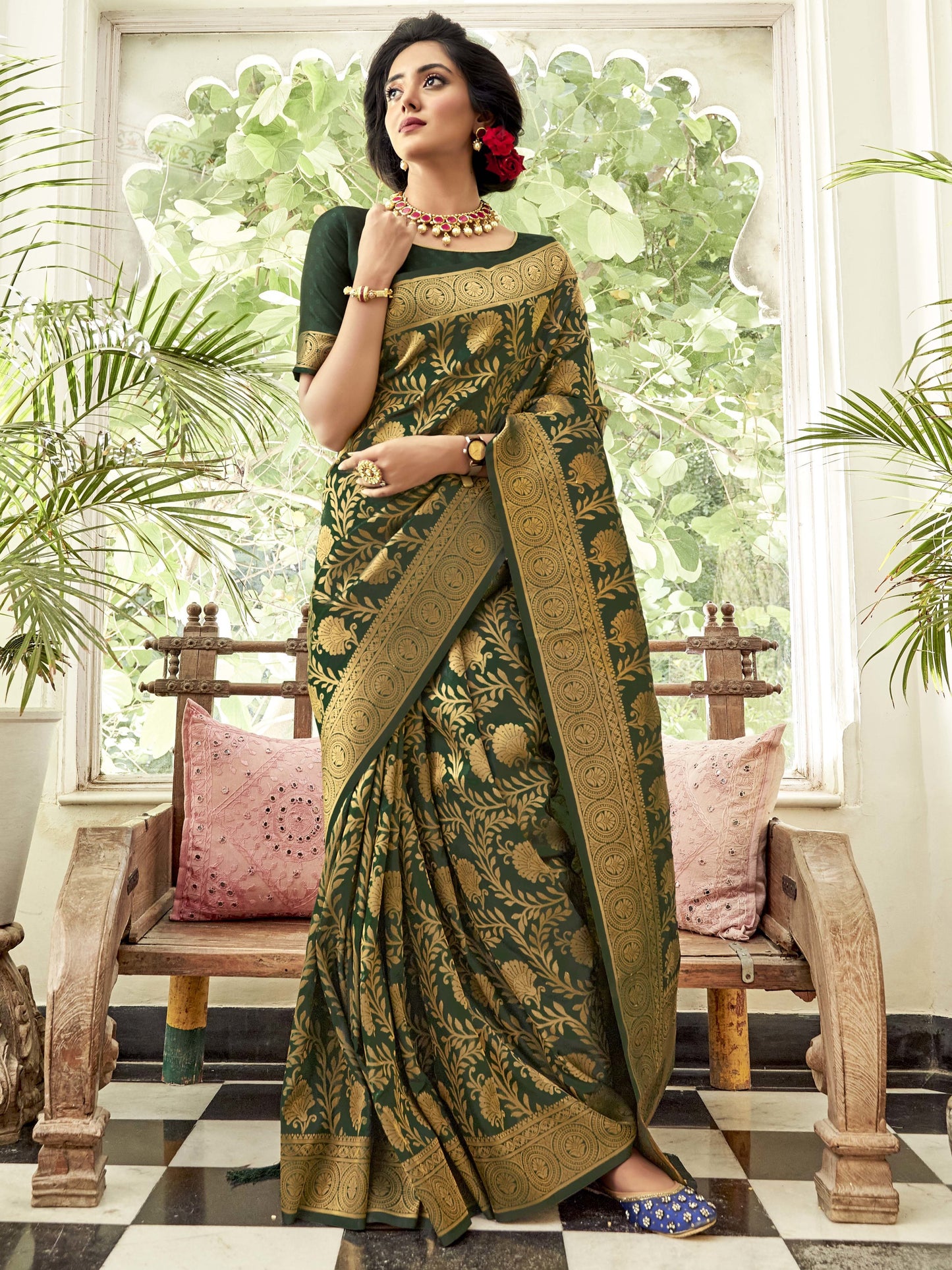 Royal Green Kanjivaram Saree