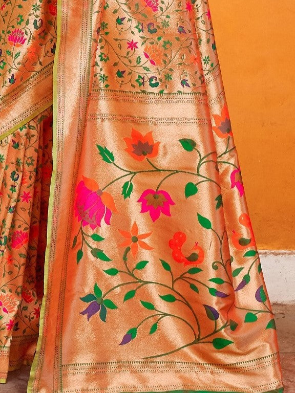 Crimson Red Golden Paithani Saree