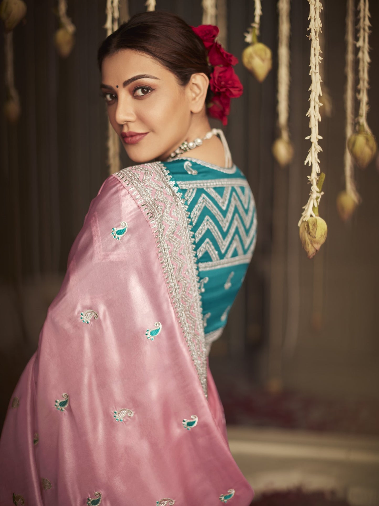 Melon Pink Dola Silk Saree