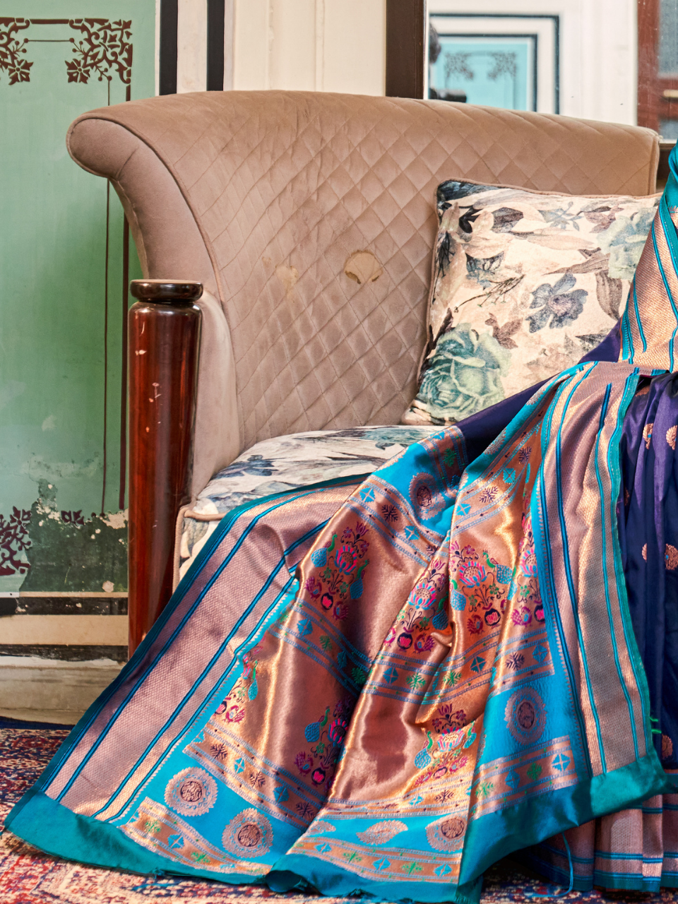 Midnight Blue Woven Soft Silk Paithani Saree