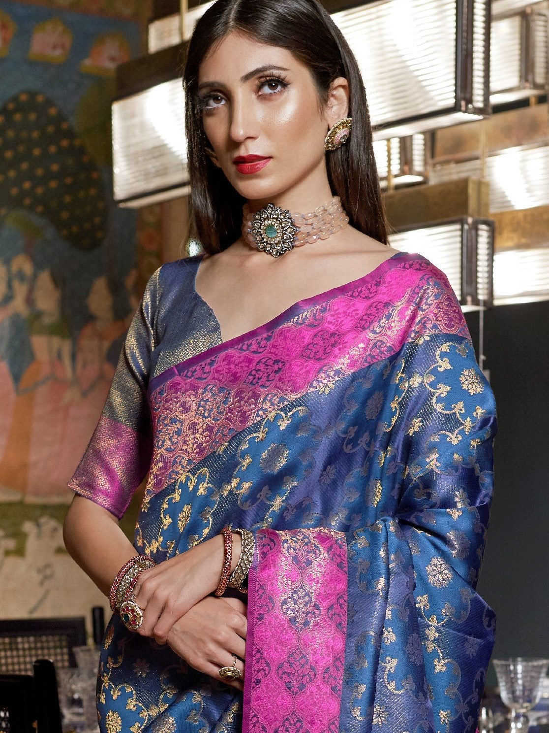 Iris Blue Kanjivaram Saree