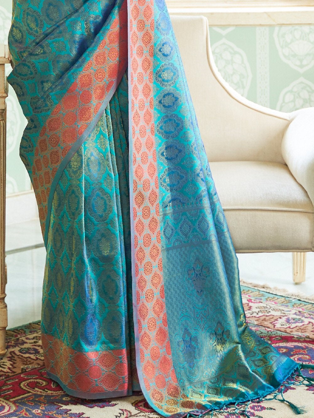 Azure Blue Kanjivaram Saree