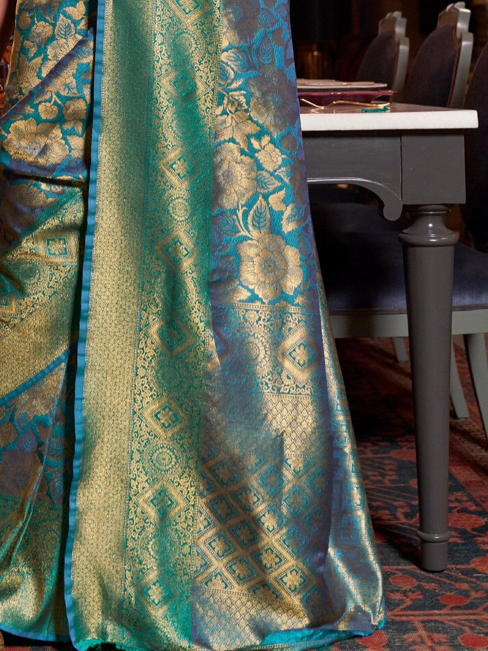 Vivid Blue Kanjivaram Saree