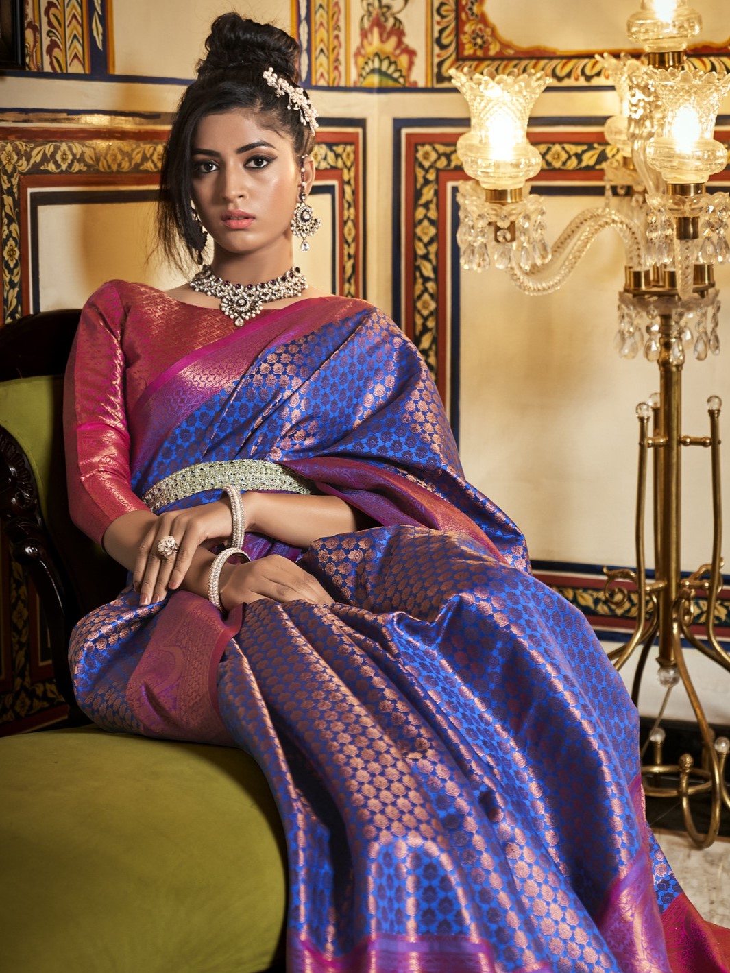 Orchid Blue Kanjivaram Saree