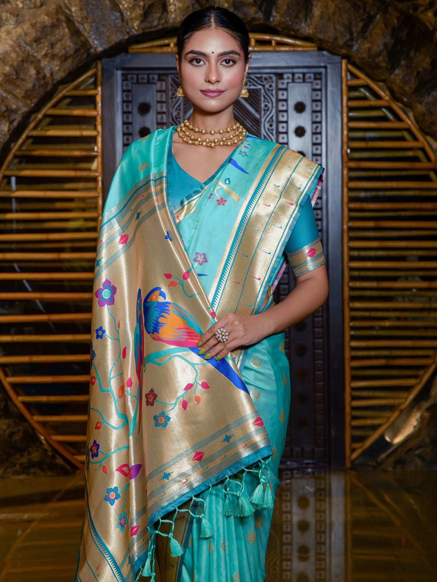 Sky Blue Woven Paithani Saree