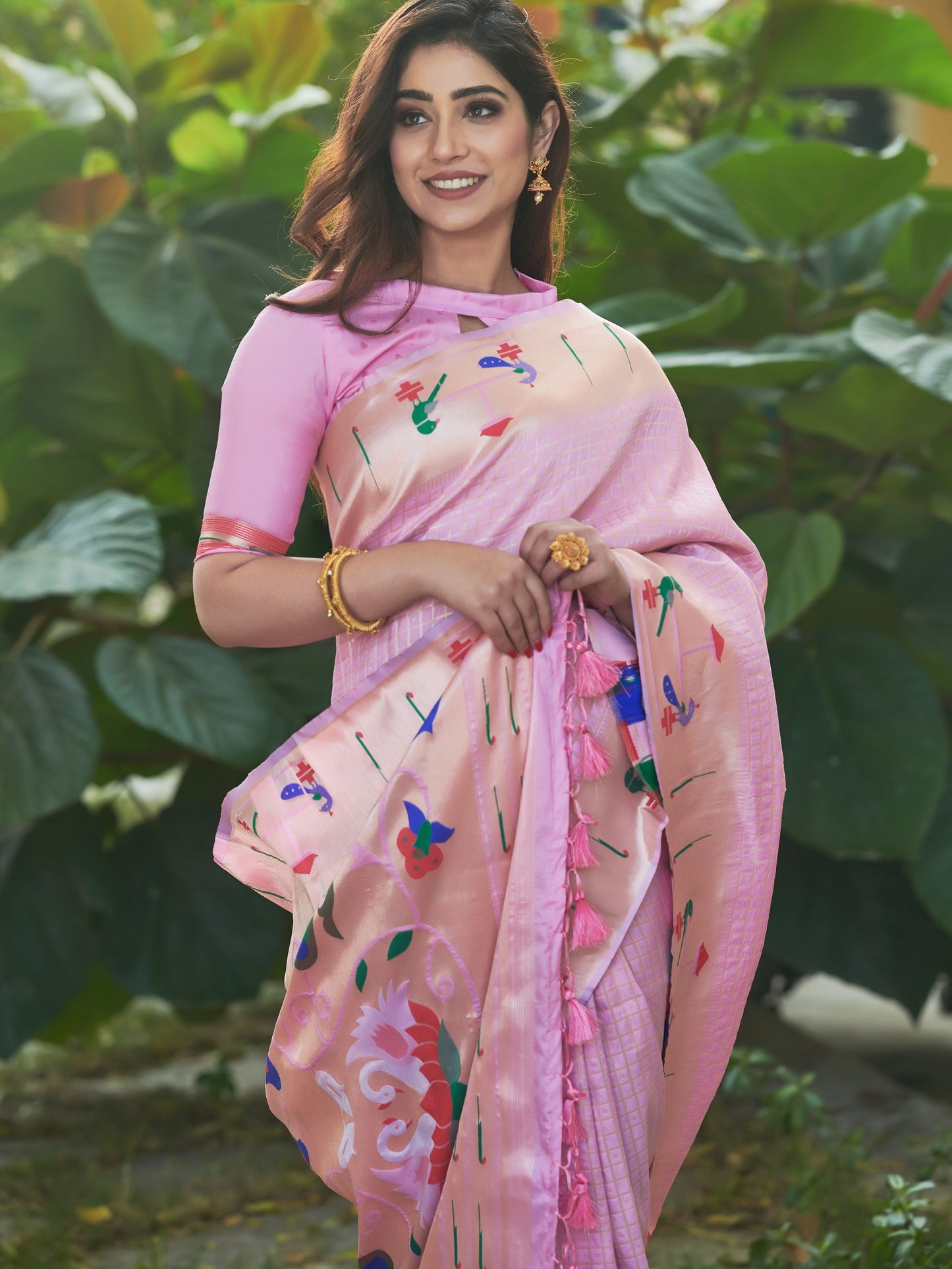 Pastel Pink Paithani Saree