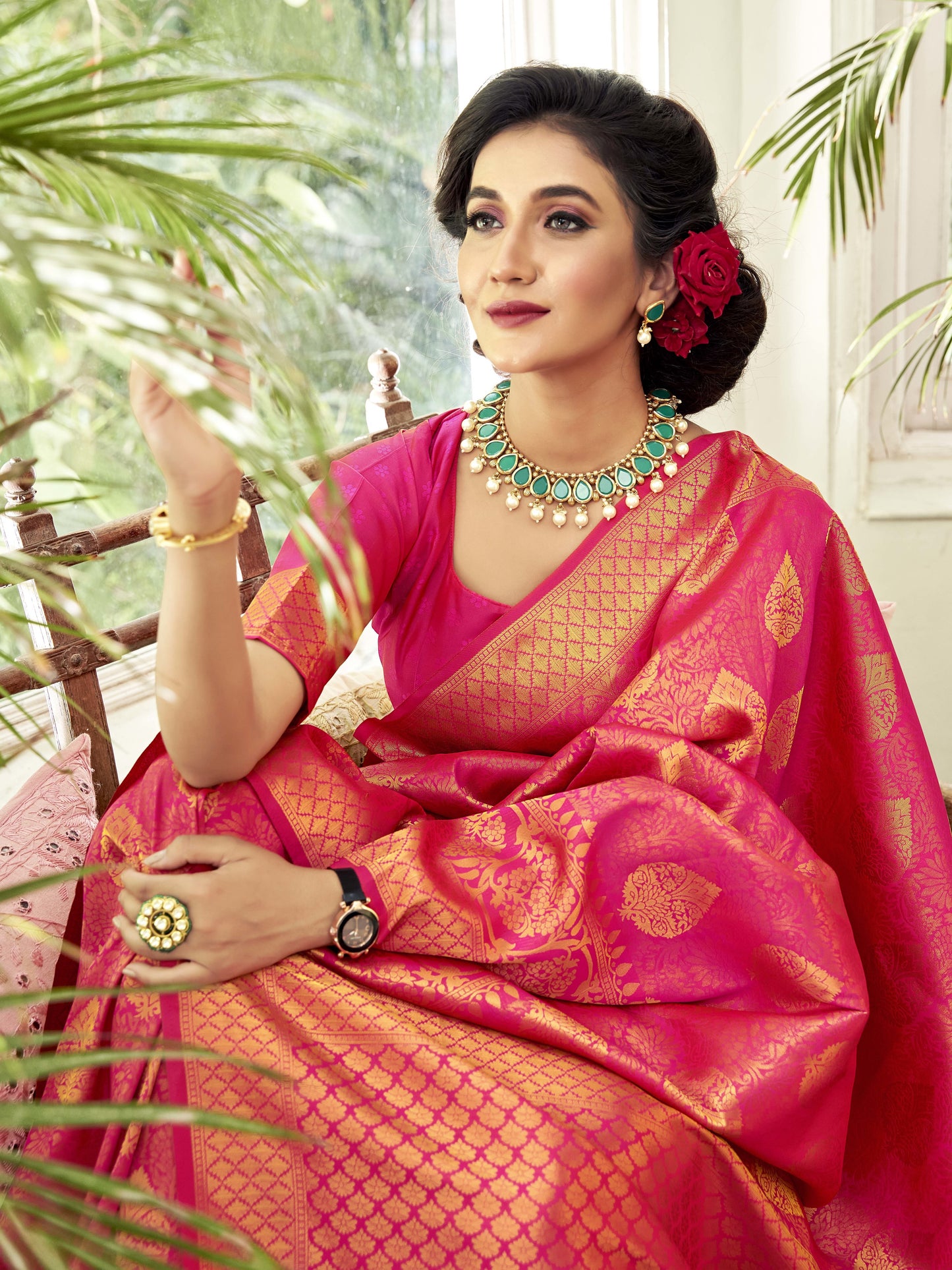 French Pink Kanjivaram Saree