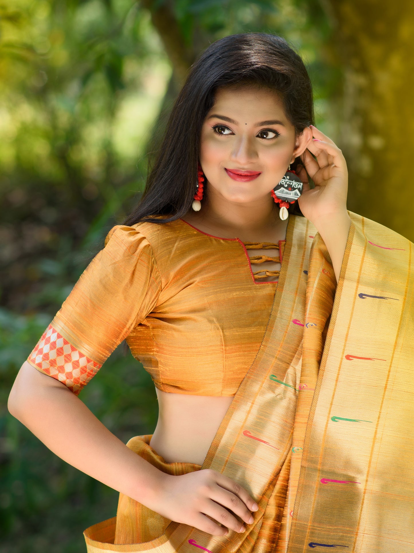 Deep Yellow Tussar Silk Paithani Saree
