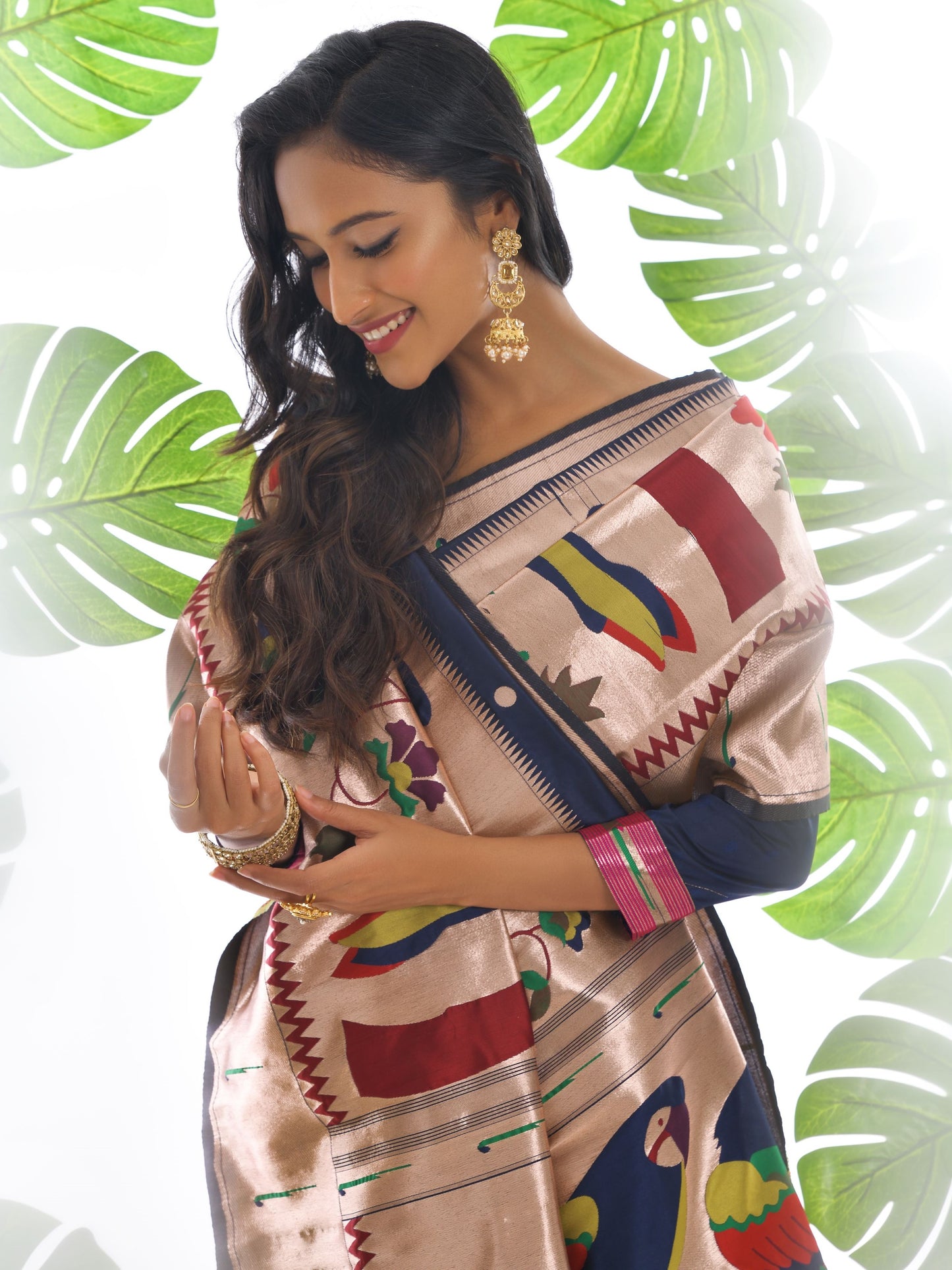 Space Blue Woven Paithani Saree