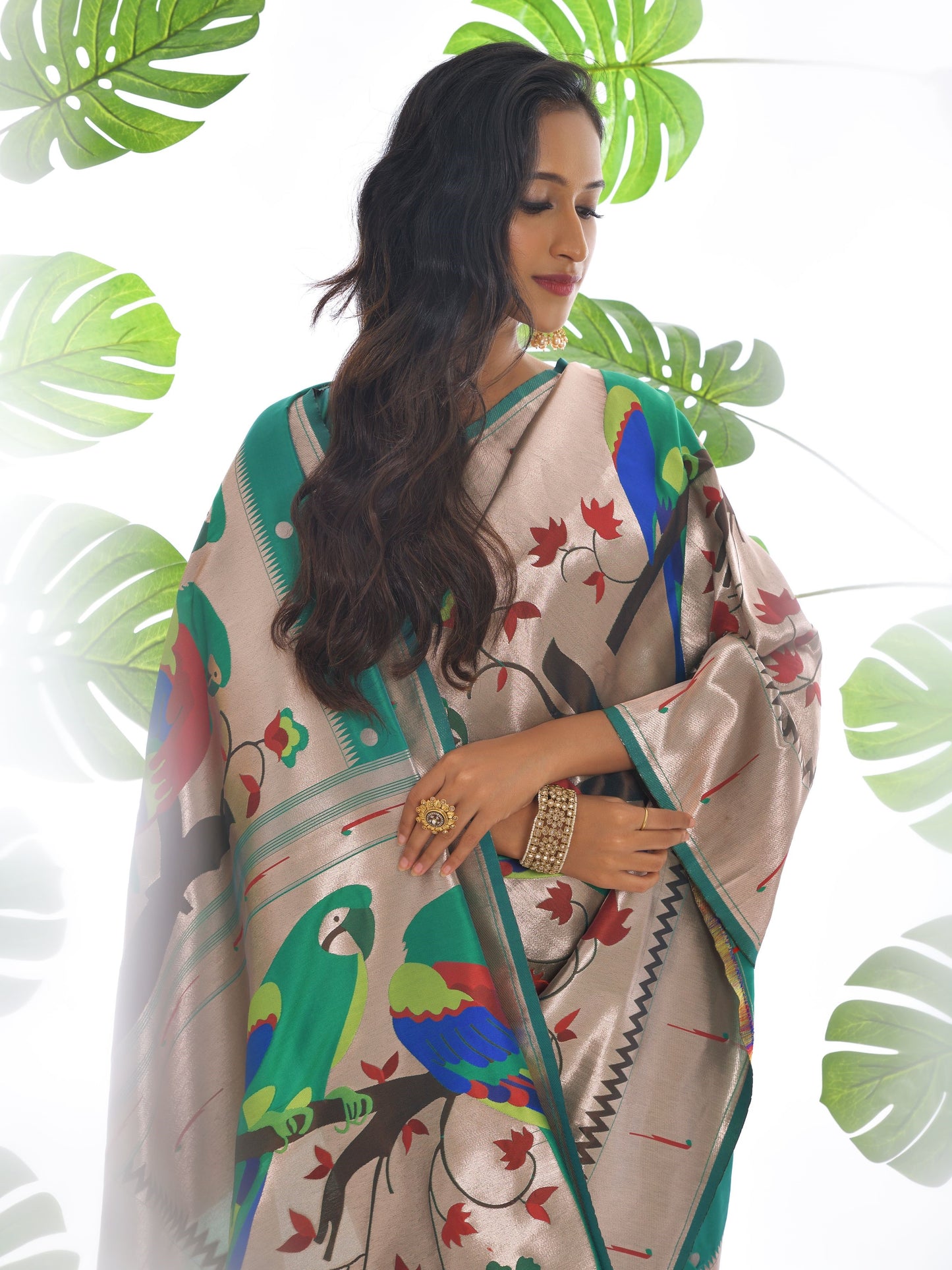 Sea Green Woven Paithani Saree