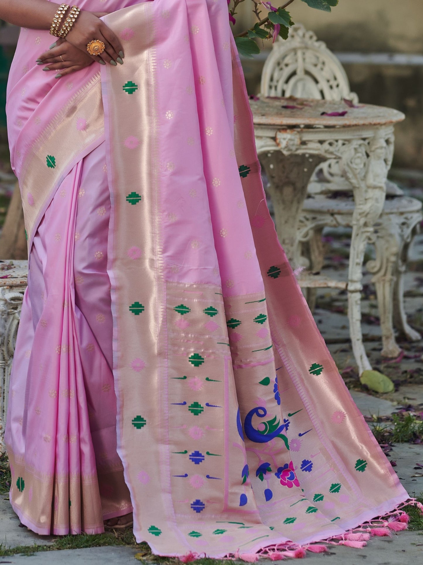 Baby Pink Paithani Saree