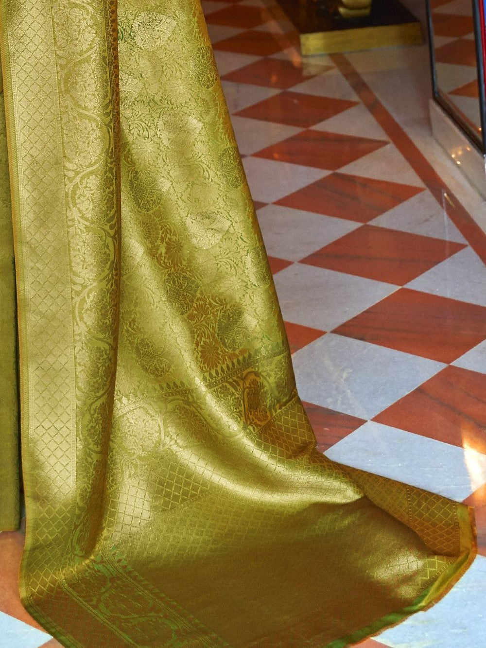 Olive Green Kanjivaram Saree