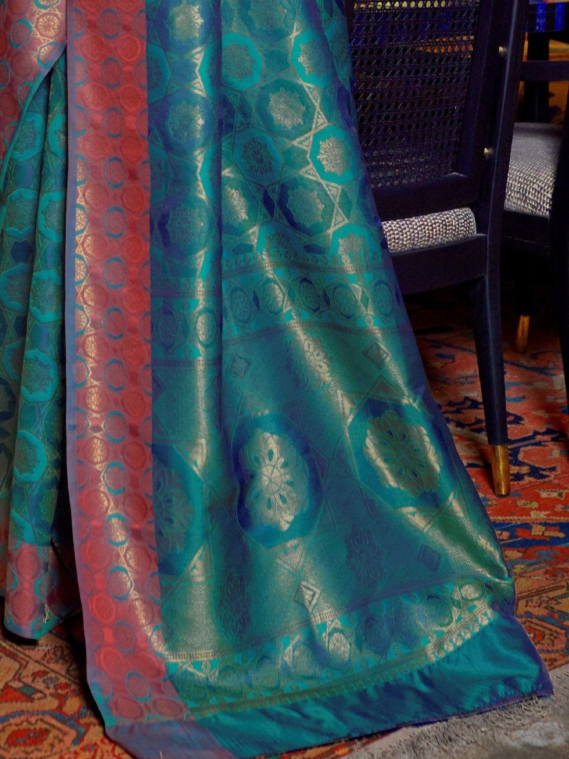 Teal Blue Kanjivaram Saree