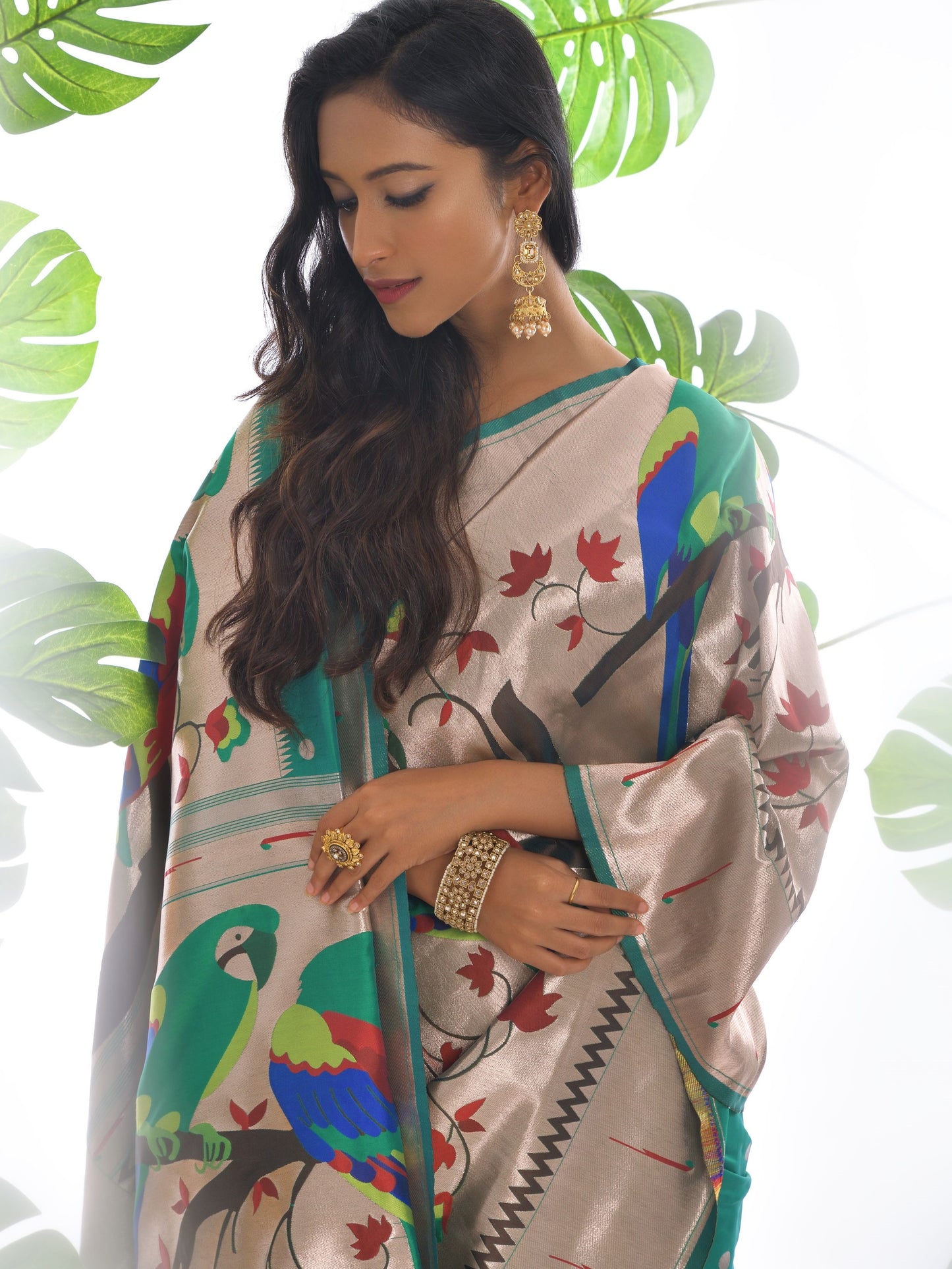 Sea Green Woven Paithani Saree