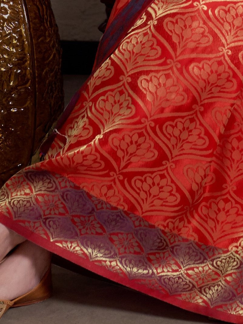 Candy Red Kanjivaram Saree