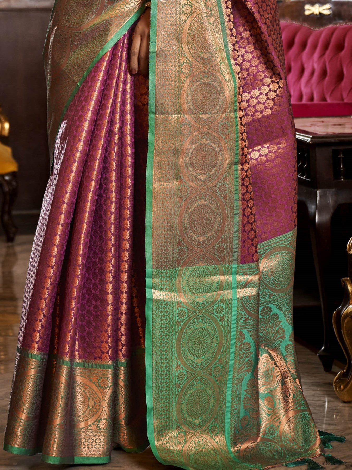Umber Brown Kanjivaram Saree