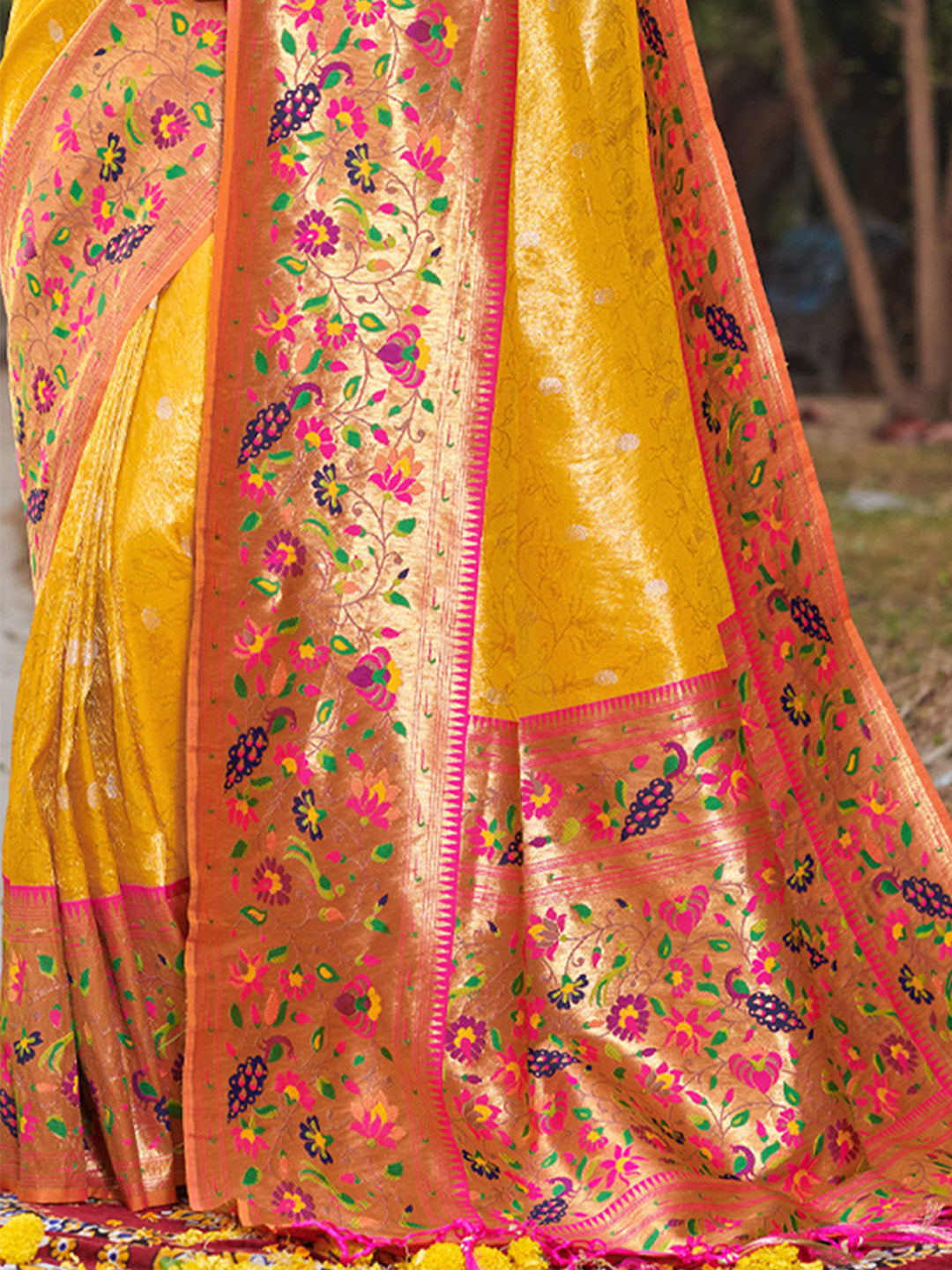 Chrom Yellow Paithani Saree