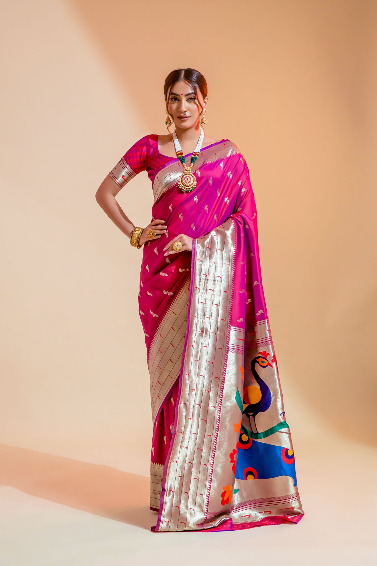 Byzantine Magenta Paithani Saree