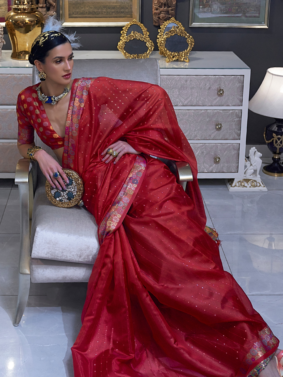 organza saree new design