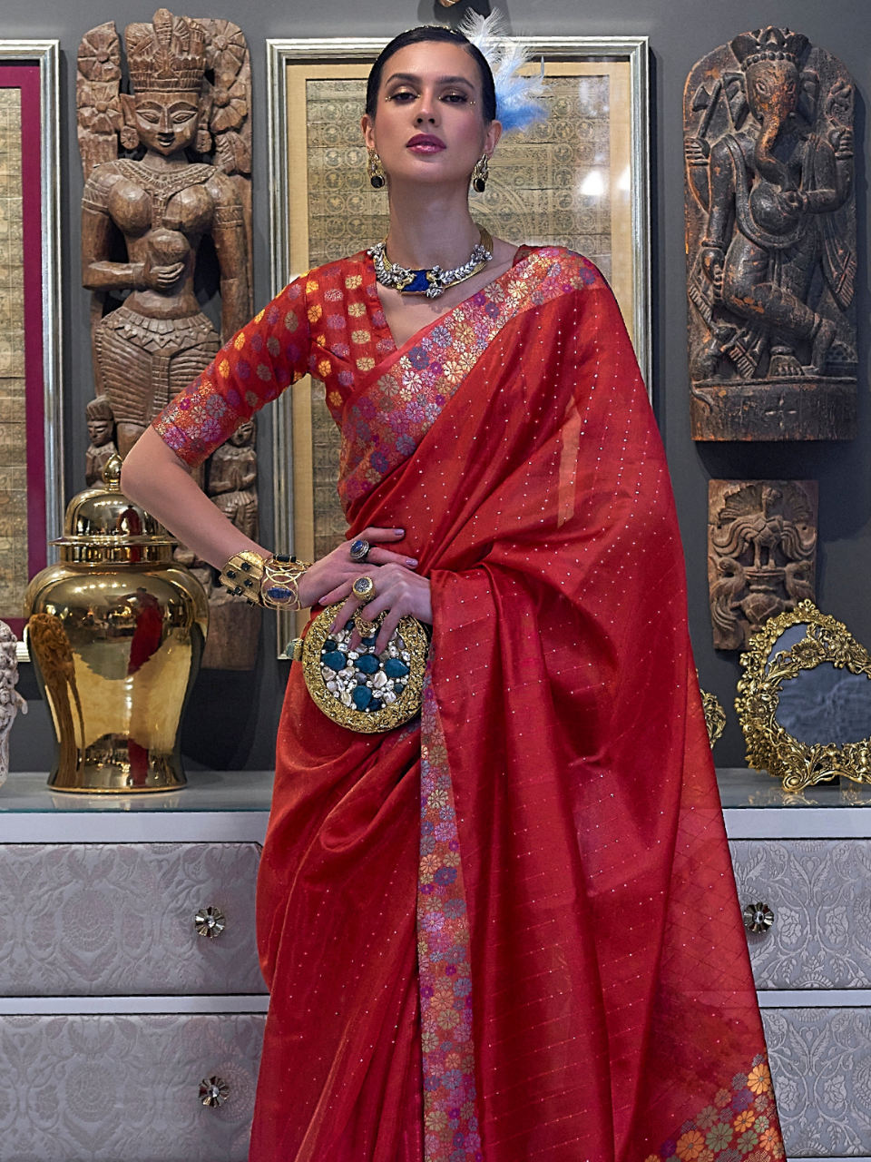 organza saree sale