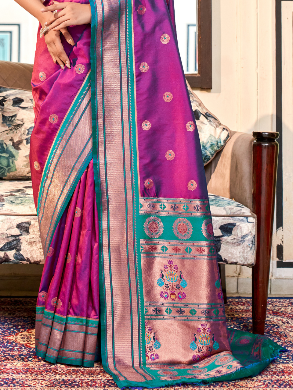 Orchid Magenta Woven Soft Silk Paithani Saree