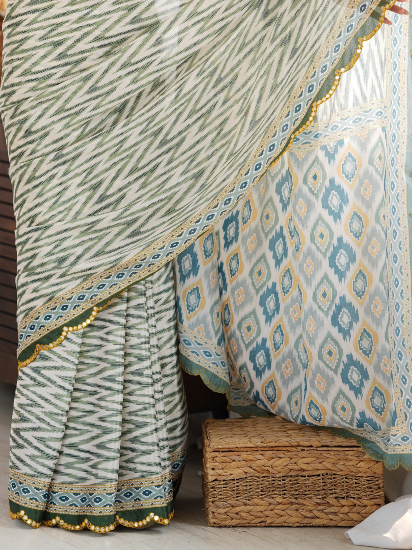 Multicolor Printed Chiffon Silk Saree