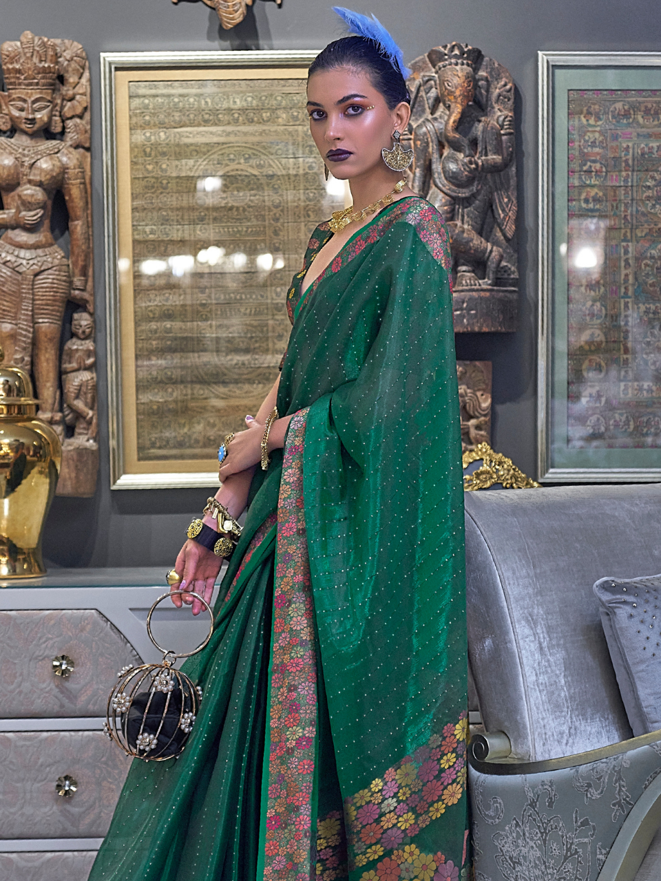 organza saree farewell