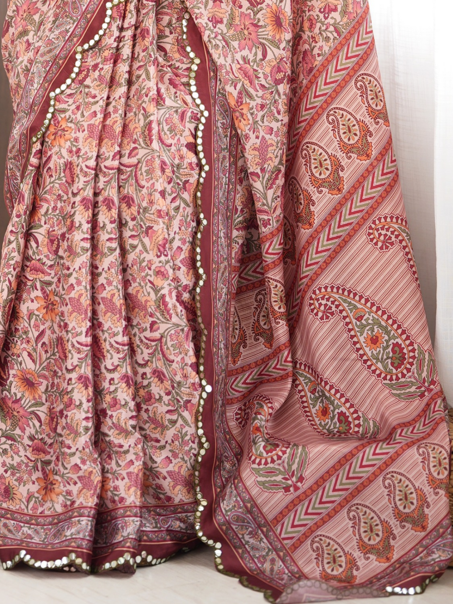 Multicolor Printed Chiffon Silk Saree