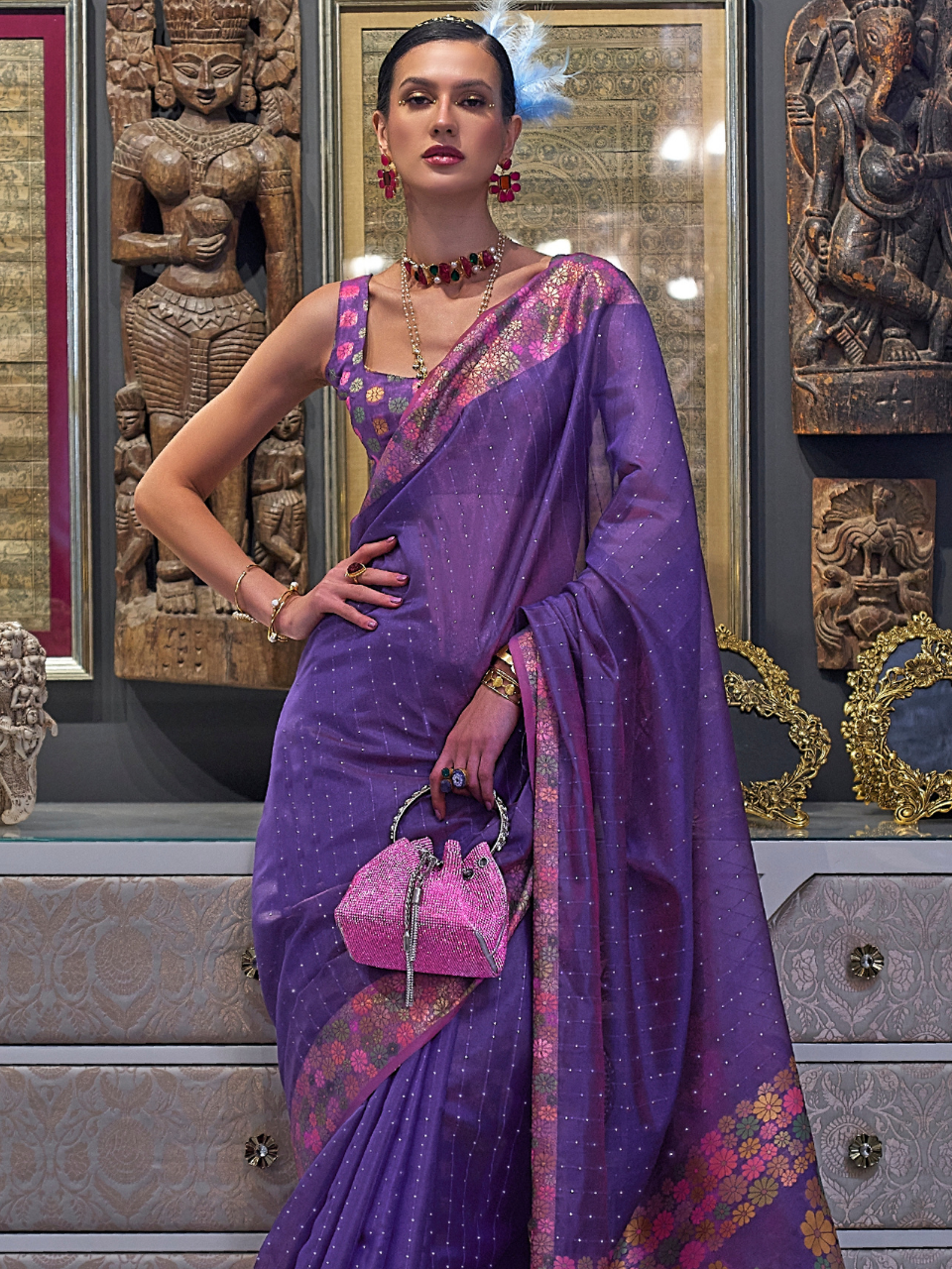 organza saree new design