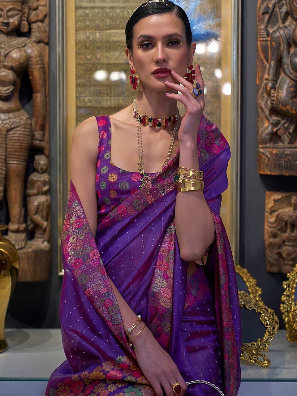 festival organza saree