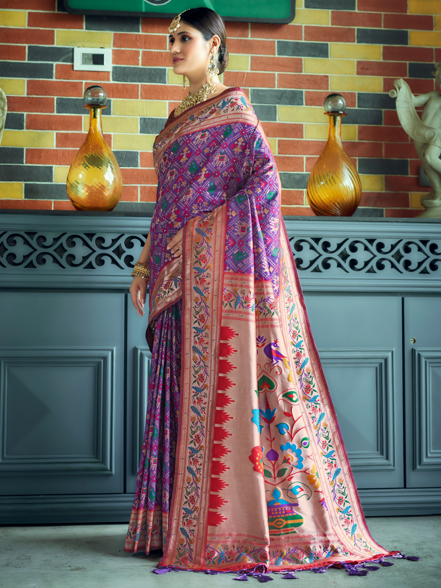 Royal Violet Woven Patola Paithani Silk Saree