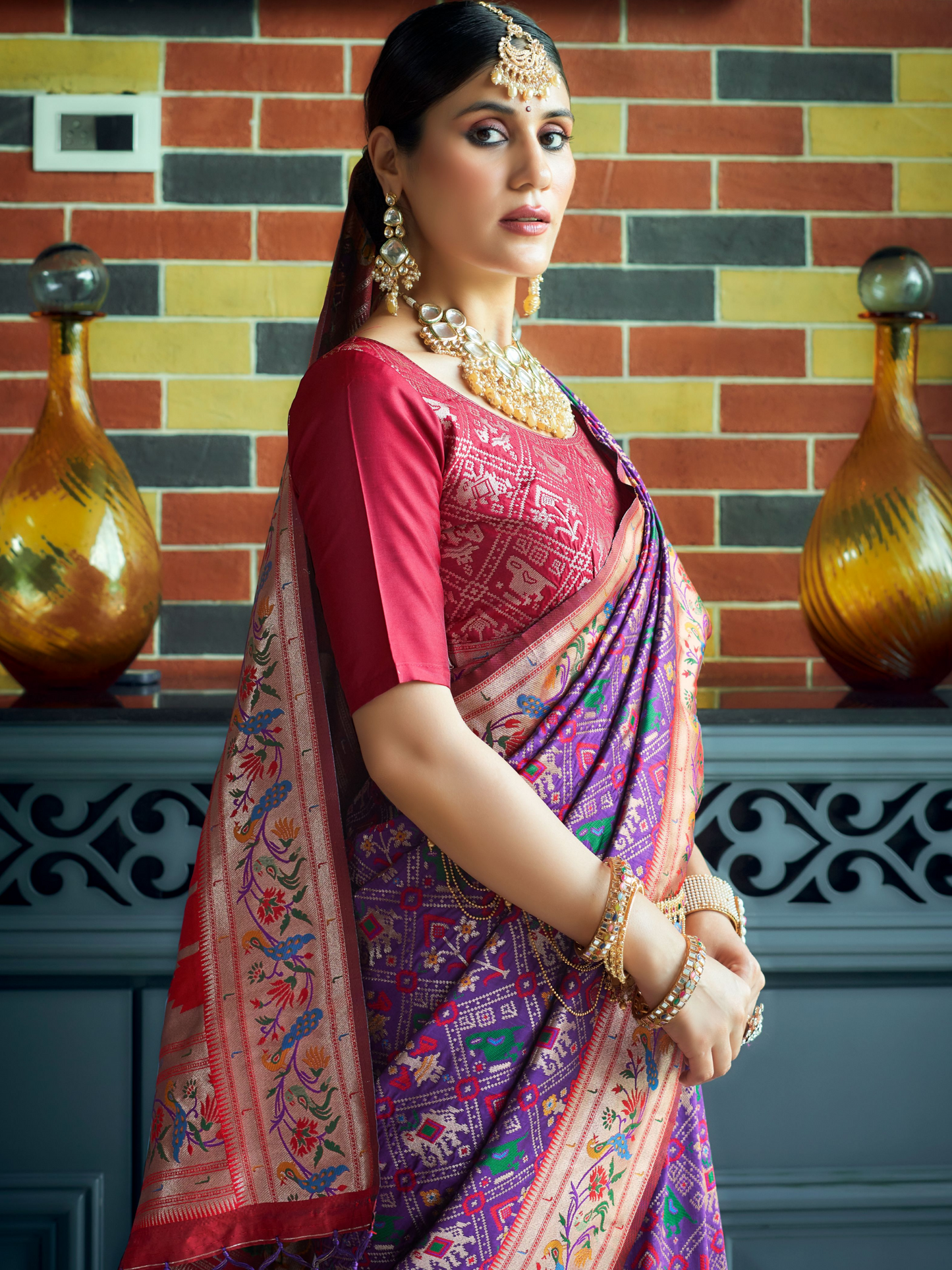 Royal Violet Woven Patola Paithani Silk Saree