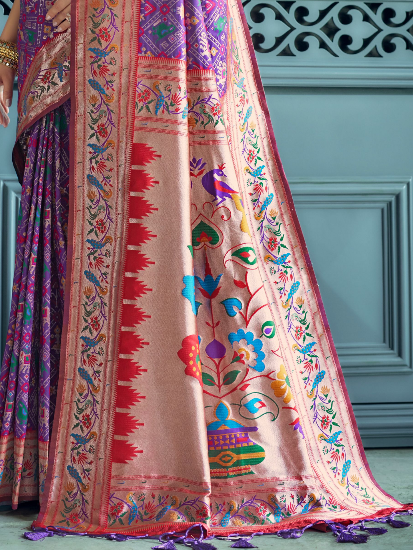Royal Violet Woven Patola Paithani Silk Saree