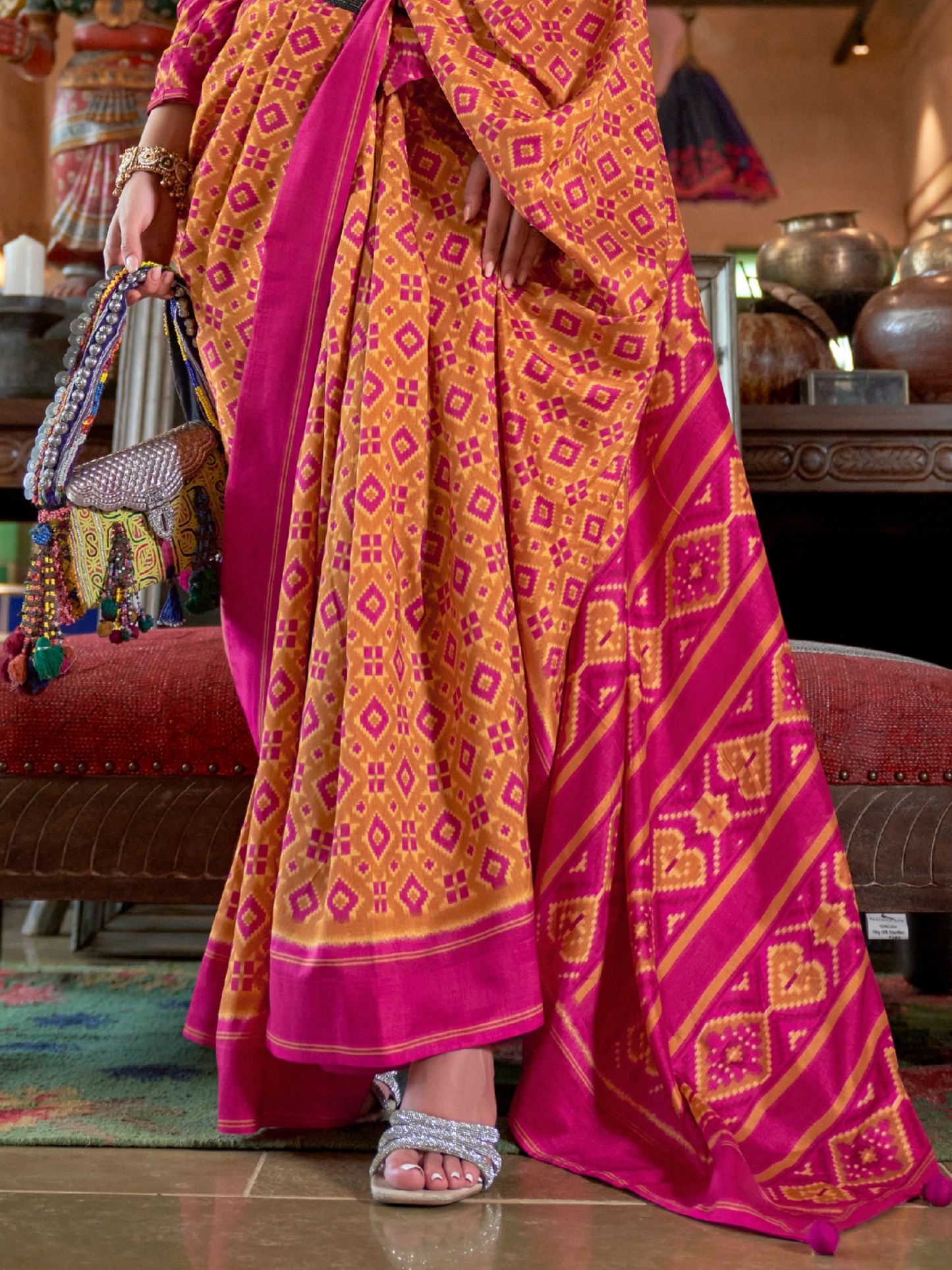 bright orange patola silk