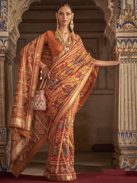 Butterscotch Orange Patola Saree