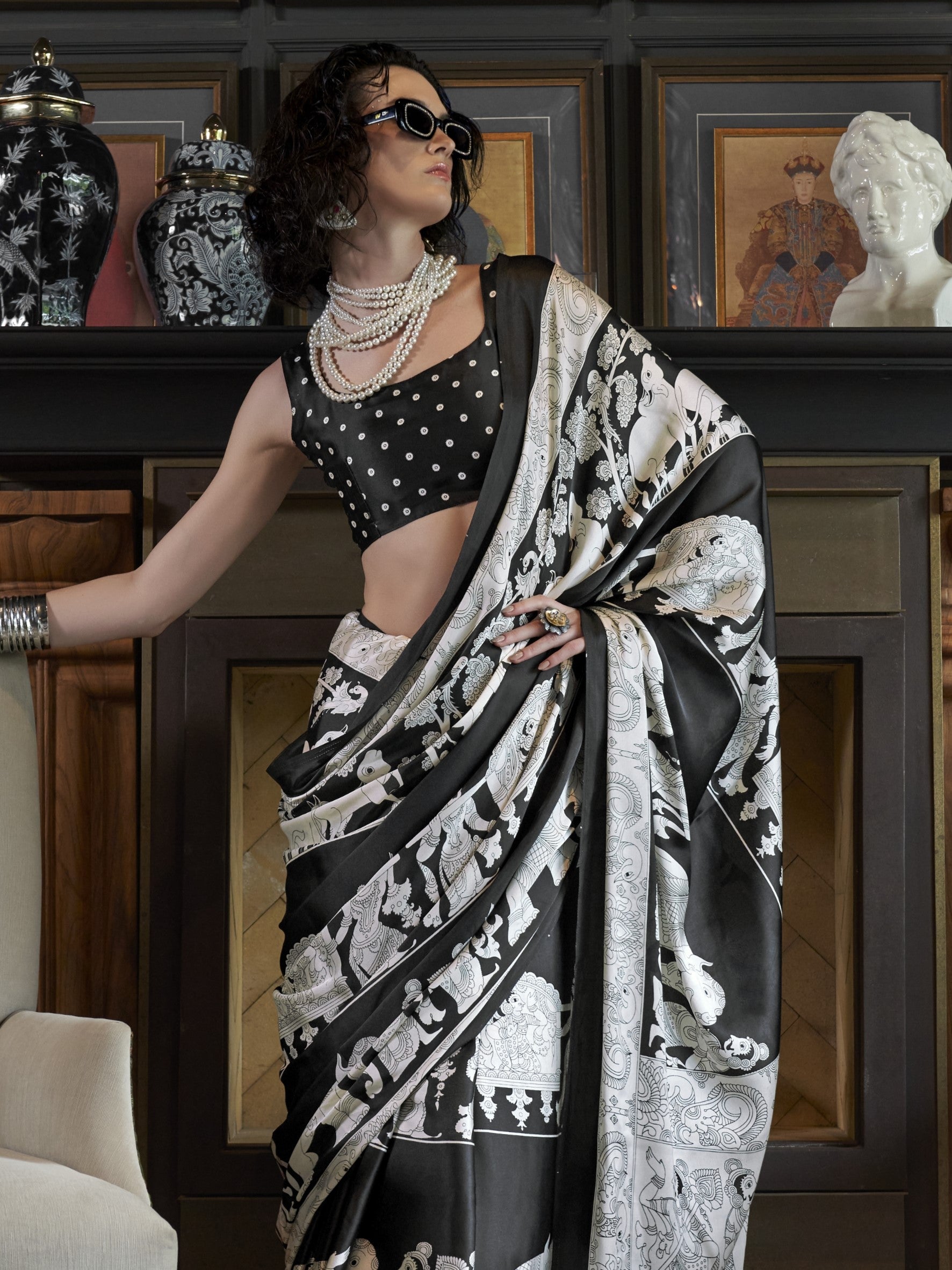 satin silk saree for party