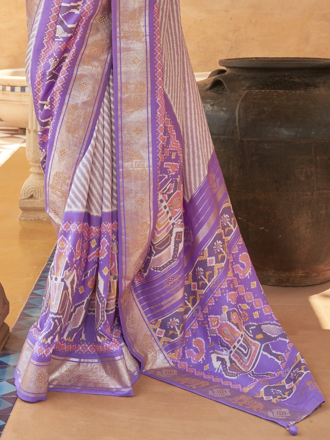 Lilac Purple Woven Patola Saree