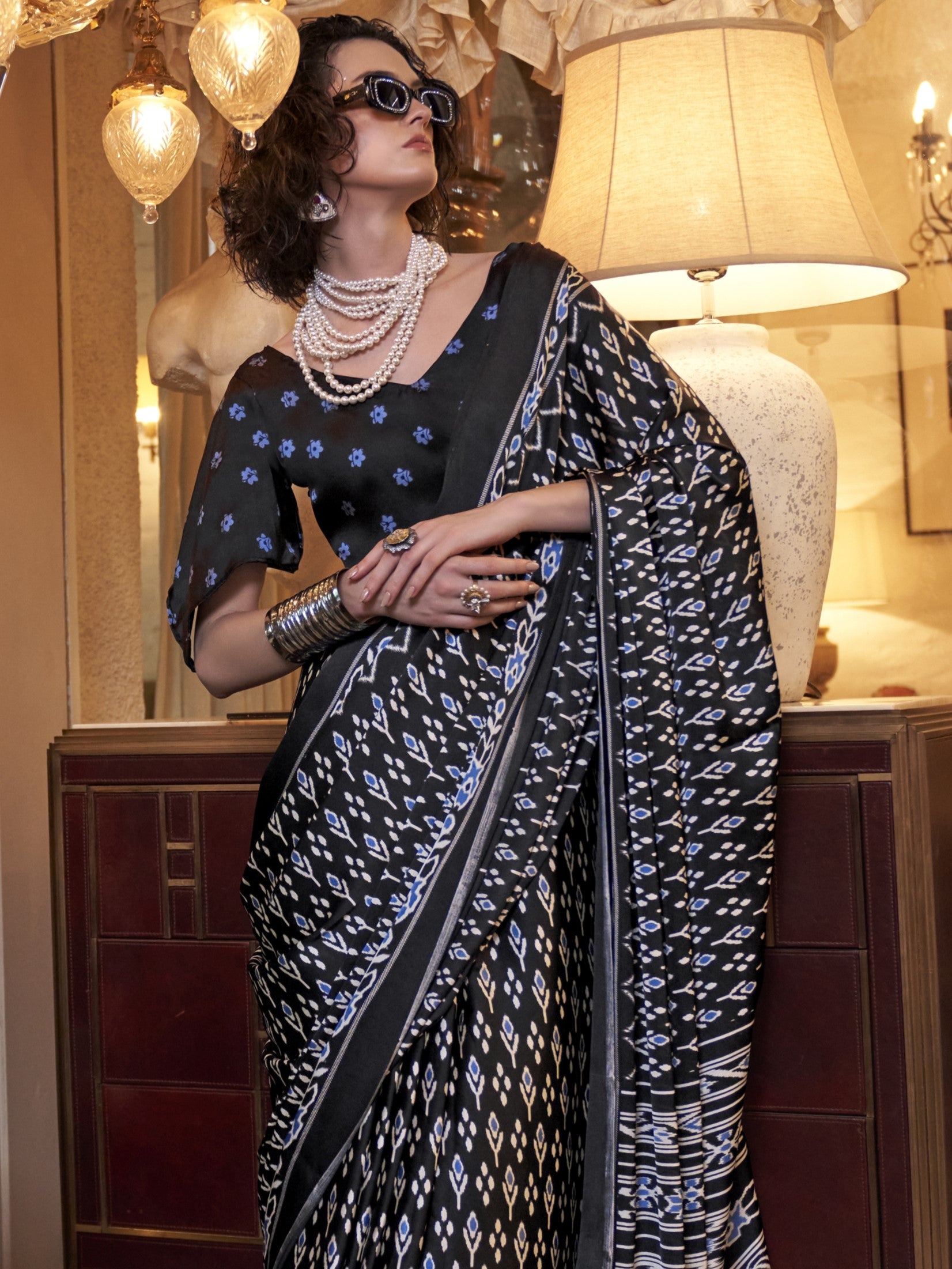 party wear black saree