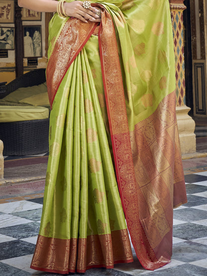 Pear Green Tissue Silk Saree