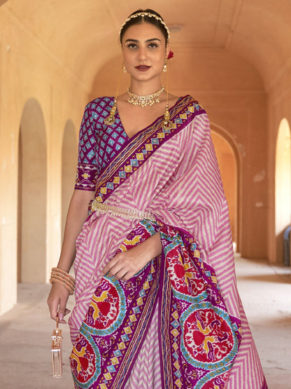 Mulberry Magenta Patola Saree